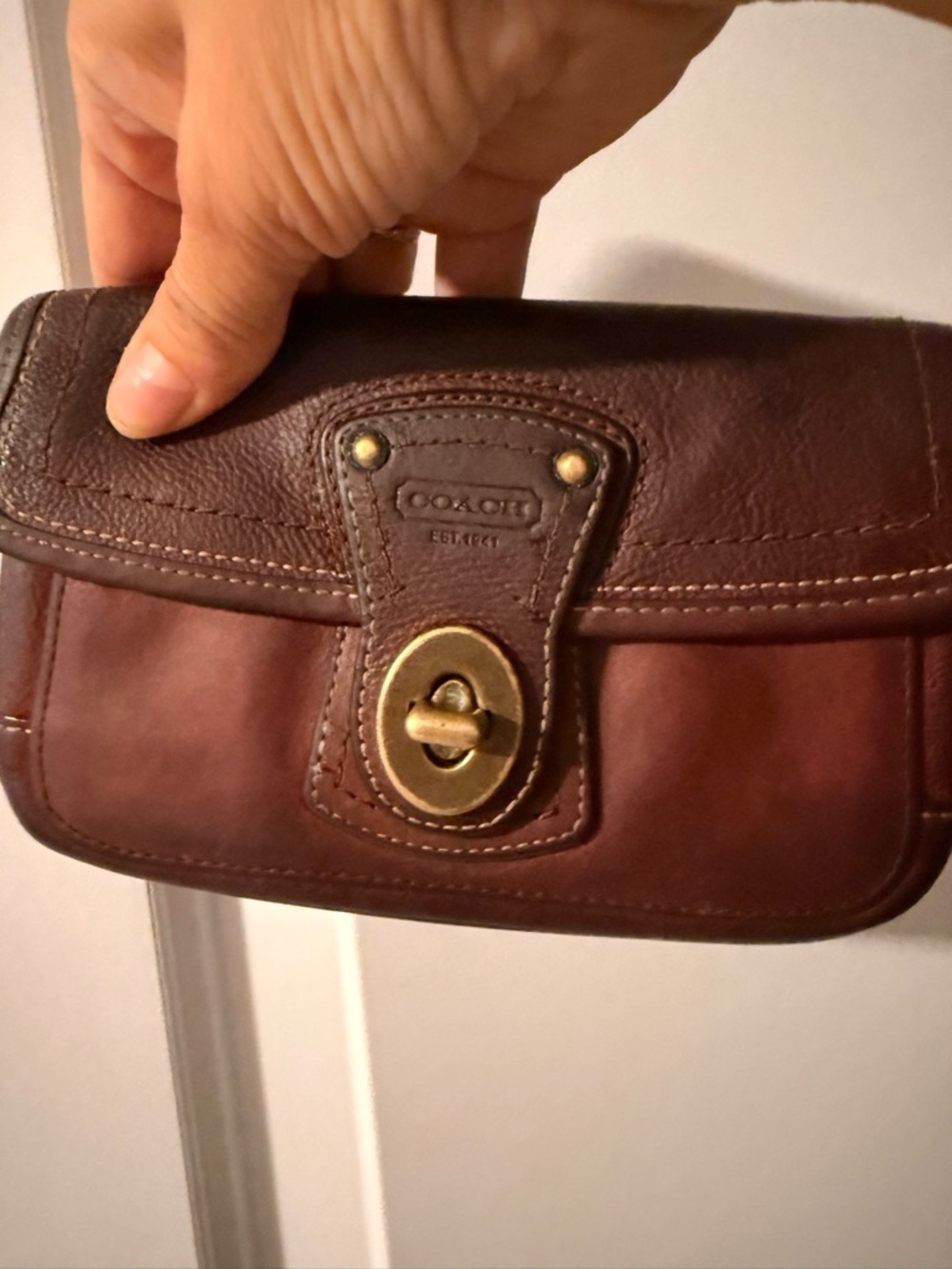 Coach Vintage Brown Leather Turnlock Flap Shoulder Bag Classic Y2K